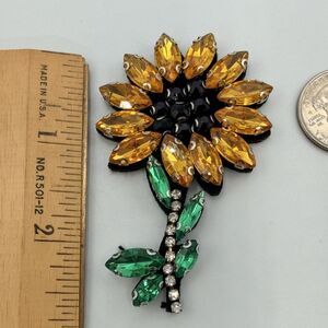 Large Sunflower Rhinestone Applique Sew-On Patch Crystal Embellishment Decor